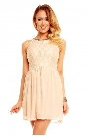 Rochie Crem Dantela si Voal