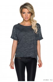 Tricou Oversized cu Nituri Metalice