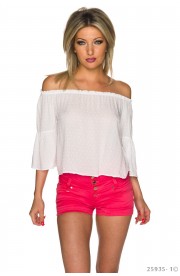 Top Bardot cu Maneci Trompeta