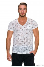 Tricou Imprimat cu Decolteu in V