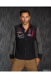Camasa Slim Fit Barbati cu Aspect Modern si Inscriptii pe Piept