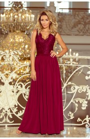 Rochie Bordo Lunga Maxi cu Decolteu si Fara Maneci