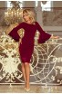 Rochie Bordo Midi Mulata pe Corp cu Maneci Evazate