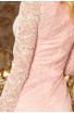 Rochie roz pastel din dantela , cu manecile lungi