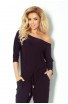 Salopeta neagra, casual cu snur in talie