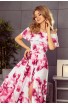 Rochie Maxi cu Imprimeu Floral si Decolteu Spaniol