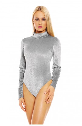 Body simplu din catifea cu guler inalt