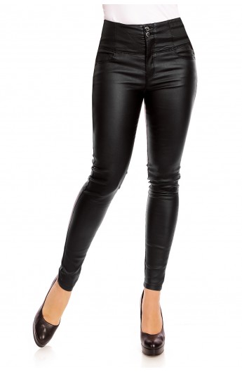 Pantaloni Slim Fit Pana la Glezna si cu Talie Inalta