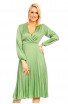 Rochie Midi cu Decolteu in V si Fusta Plisata