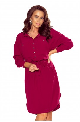 Rochie tip camasa visiniu