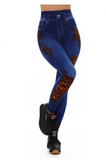 Colanti cu aspect de jeans cu talie inalta