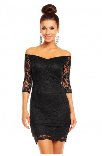 Rochie din dantela cu decolteu barcuta