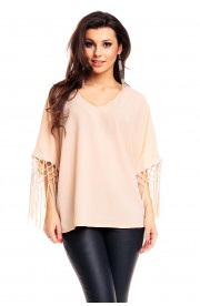 Bluza dama cu franjuri bej
